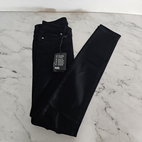 Paige Verdugo Midrise Ultra Skinny Black Distressed Jeans 26 NWT - Picture 1 of 11